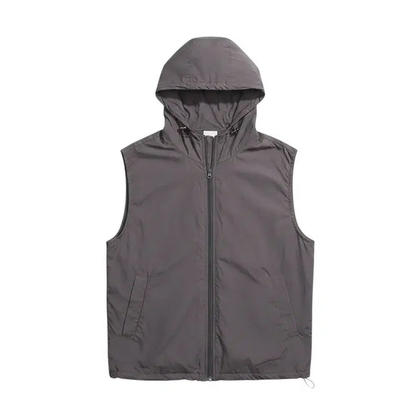 [BUNJANG] L.A.B Studio Charcoal Hooded Zip-Up Vest / 여성F/ L.A.B 스튜디오 차콜 후드 집업조끼 37-5