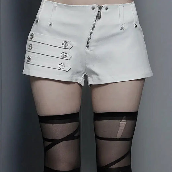 [BUNJANG] ETEOsome Napoleon Diagonal Zipper Shorts (White) / 에트오소메 나폴레옹 다이애거널 지퍼 반바지 숏 팬츠 (화이트)