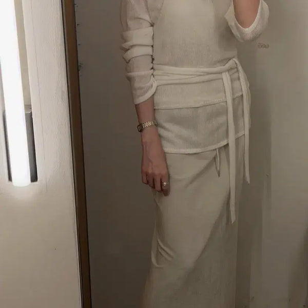[BUNJANG] Monoha Knit Sleeveless Set Ivory / 모노하 니트 monoha 슬리브리스 세트
