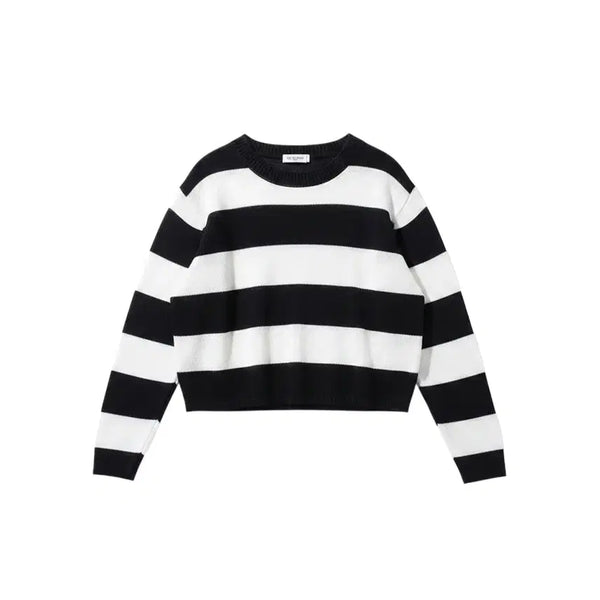 [BUNJANG] Women's Striped Long-Sleeve Knit Sweater / 여성F/ 모스트스탠딩 단가라 긴팔니트 37-10