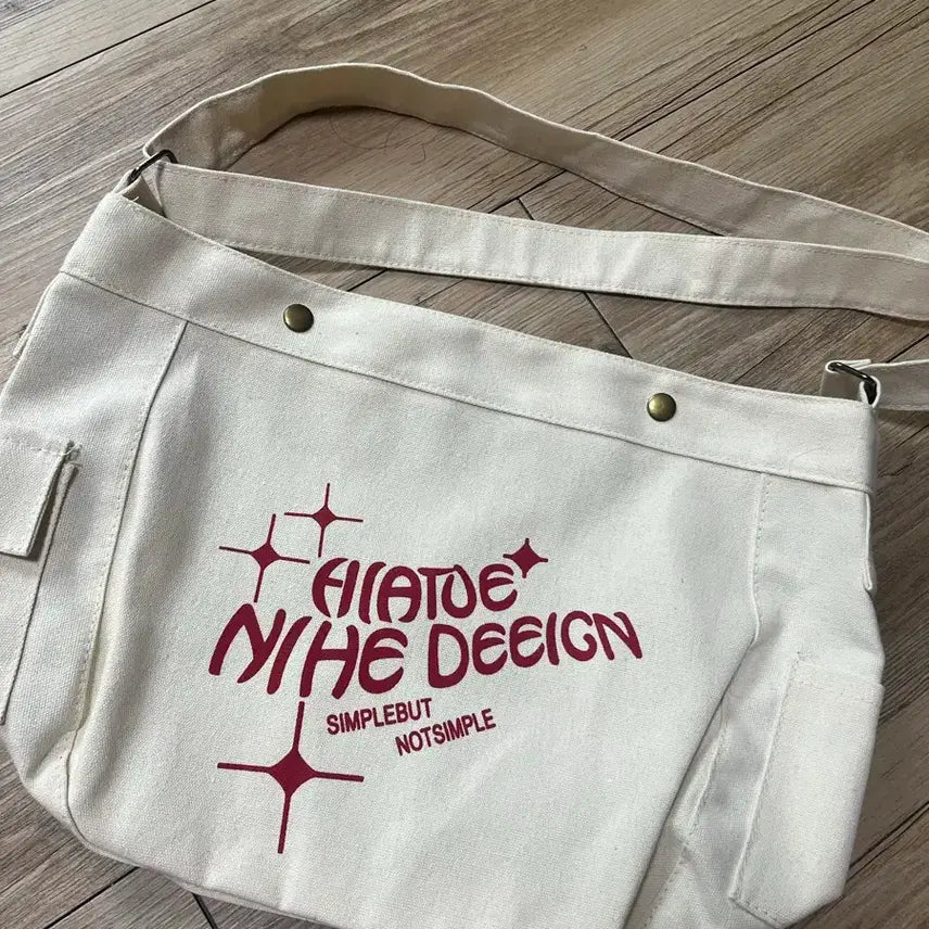 [BUNJANG] Canvas Shoulder Bag - Ivory / 캔버스 숄더백 아이보리 새상품