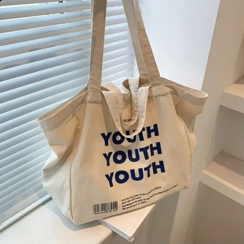 [BUNJANG] YOUTH Print Canvas Tote Bag / 에코백 YOUTH 프린트 캔버스백(새상품)