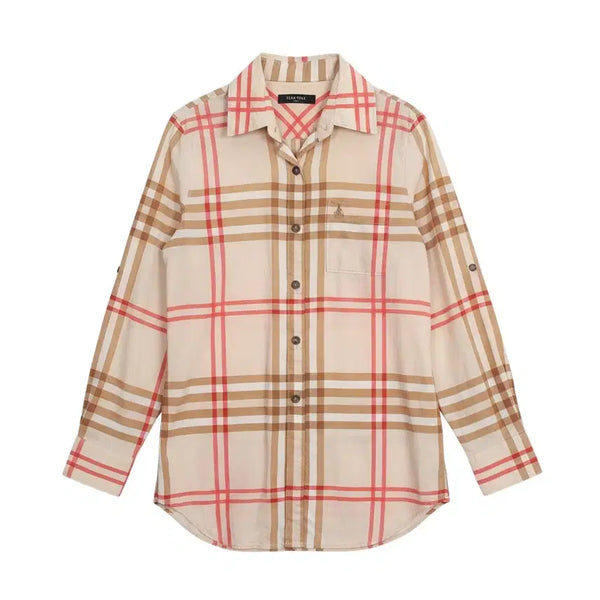[BUNJANG] Beanpole Women's Check Pattern Shirt / 여성90/ 빈폴 체크패턴 셔츠 남방BG 37-12