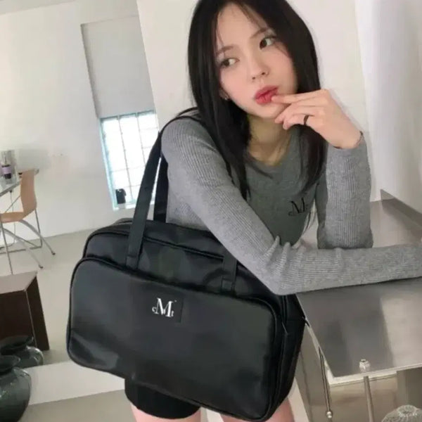 [BUNJANG] Muzent Yand Front Pocket Leather Tote Bag / 무센트 얀드 프론트 포켓 빅 레더 토트백 남녀공용