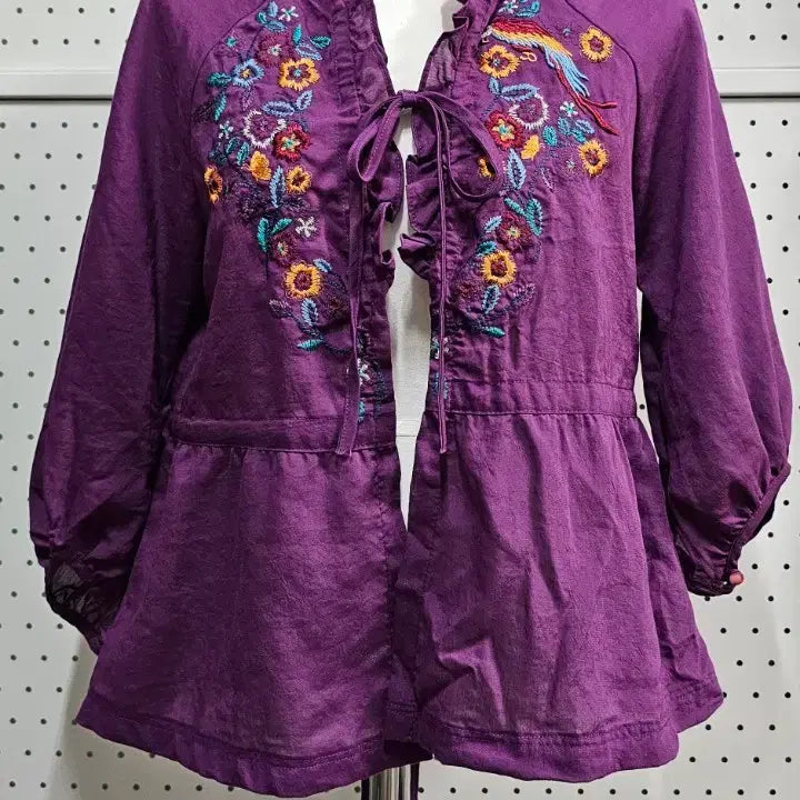 [BUNJANG] DOHC Embroidered Frill Chiffon Cardigan / DOHC  자수 프릴가디건 에스닉 쉬폰 가디건