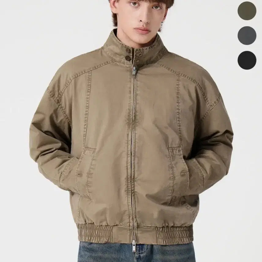 [BUNJANG] Trillion Vintage Washed Crop Harrington Jacket XL / 트릴리온 빈티지 워싱 크롭 해링턴 자켓 XL