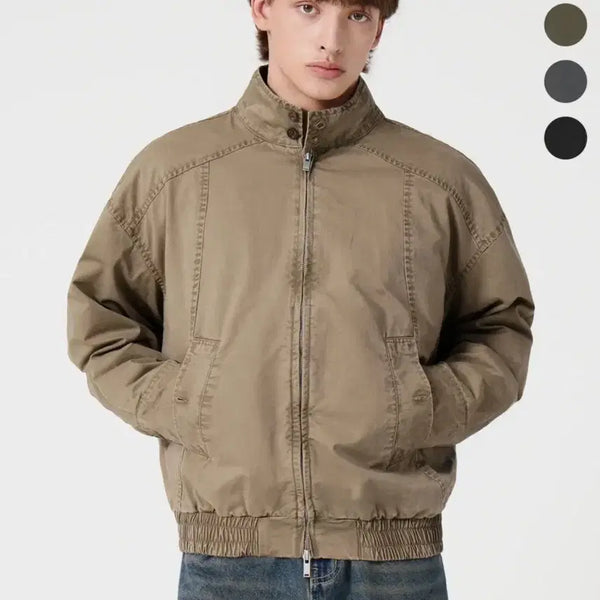[BUNJANG] Trillion Vintage Washed Crop Harrington Jacket XL / 트릴리온 빈티지 워싱 크롭 해링턴 자켓 XL