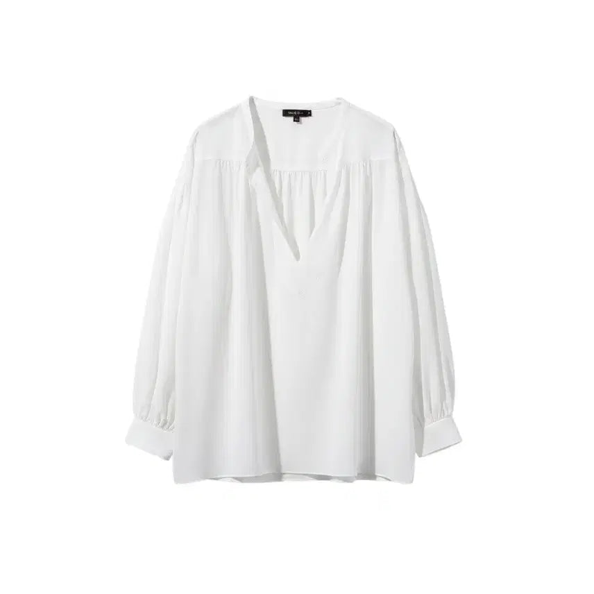 [BUNJANG] Women's V-Neck Blouse - Black Fuchsia / 여성F/ BLACK FUCHSIA 브이넥 블라우스WH 37-13