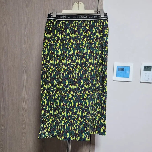 [BUNJANG] Benetton Pleated Pattern Long Skirt / 베네통 플리츠 패턴 롱 스커트 밴딩