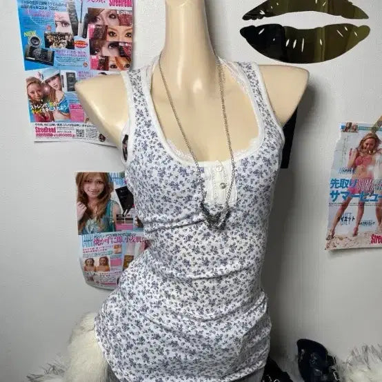 [BUNJANG] Tommy Hilfiger Sleeveless Button-Up Floral Top / 타미힐피거 버튼 꽃무늬 슬리브리스