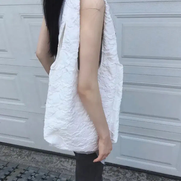 [BUNJANG] White Floral Shoulder Bag / 화이트 잔꽃 가방