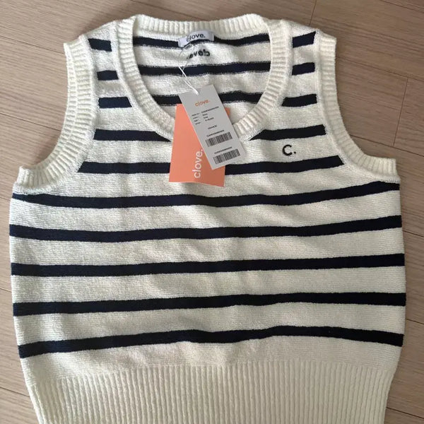 [BUNJANG] Clove Stripe Knit Vest / 클로브 스트라이프 니트 베스트