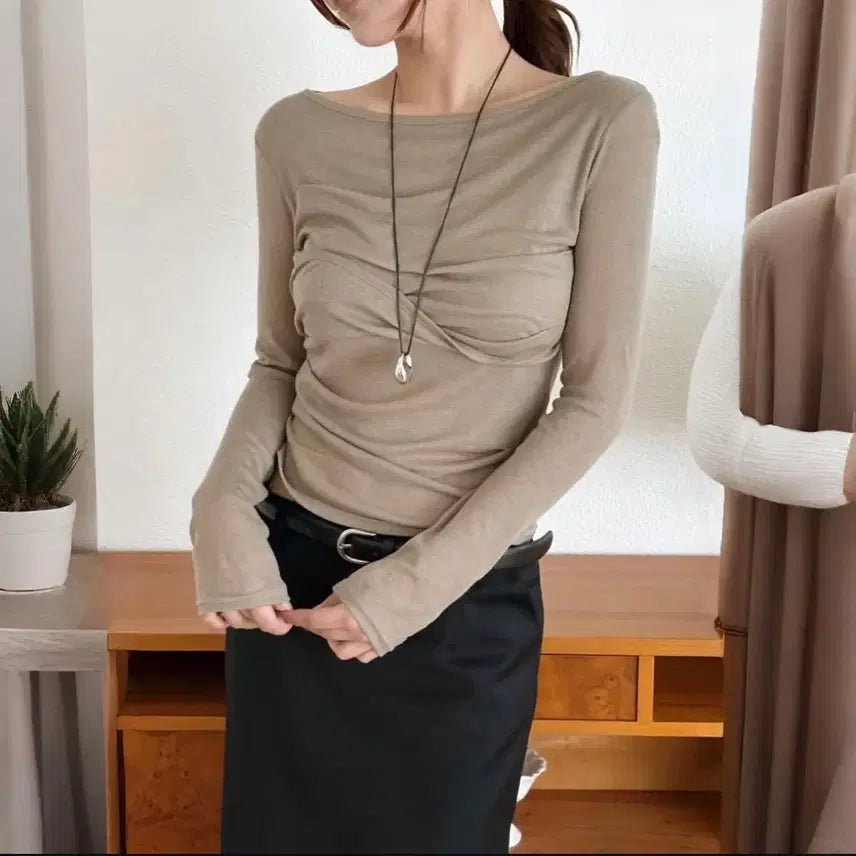 [BUNJANG] Twisted Modal Wool Long Sleeve T-Shirt / 꼬임 모달 울 여리 텐션 긴팔 티