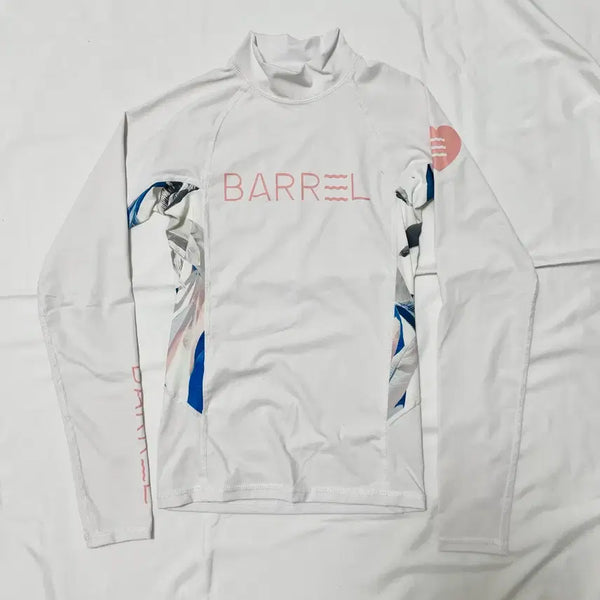[BUNJANG] Barrel Rash Guard White Pink Logo Pattern XS / [배럴] 래쉬가드