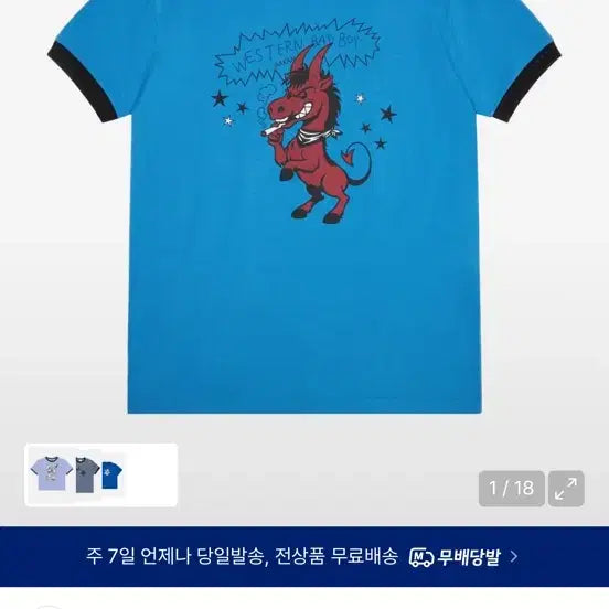 [BUNJANG] AKAM Horse Ringer T-Shirt Blue / 아캄 Horse Ringer 티셔츠 블루