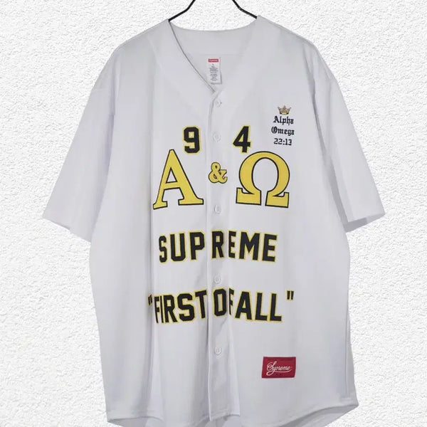 [BUNJANG] Supreme Alpha Omega Baseball Jersey / 슈프림 알파 오메가 베이스볼 셔츠