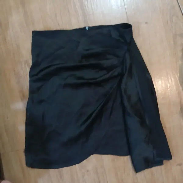 [BUNJANG] CIDER Satin Shirring Mini Skirt / 사이더 새틴 셔링 스커트 블랙/