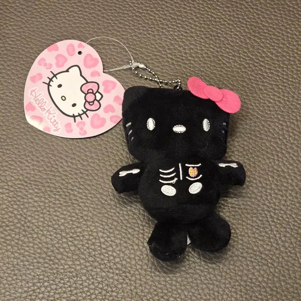 [BUNJANG] Black Kitty Skeleton Headband Keychain / 블랙키티 해골키티 인형키링 스켈레톤 키티 헬로 키티