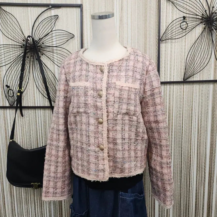 [BUNJANG] Recov Tweed Jacket Pink Free Size / 레코브 ~택 달린제품~체크 자켓 핑크색상 free