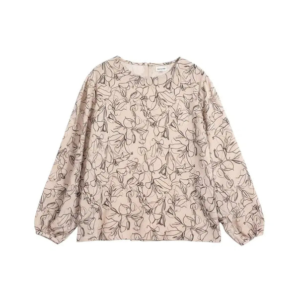 [BUNJANG] Women's Floral Round Neck Blouse / 여성66/ 플로럴 라운드넥 블라우스BG 37-19