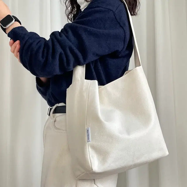 [BUNJANG] Ivory Canvas Shoulder Bag / 아이보리 캔버스 숄더백