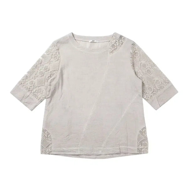 [BUNJANG] Women's Lace Round Neck Blouse / 여성F/ 레이스 라운드넥 블라우스BG 37-21