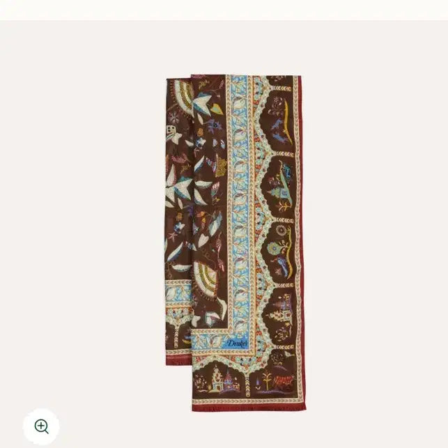 [BUNJANG] Drake's Classic Mughal Print Wool Silk Scarf / 드레익스 DRAKE'S 브라운 무굴  울 실크 스카프 (새상품)