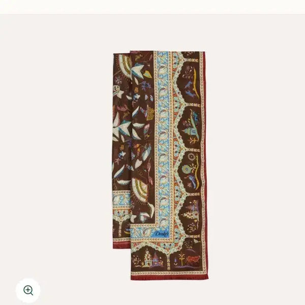 [BUNJANG] Drake's Classic Mughal Print Wool Silk Scarf / 드레익스 DRAKE'S 브라운 무굴  울 실크 스카프 (새상품)