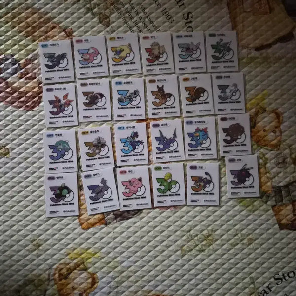 [BUNJANG] Pokemon 30th Anniversary New Logo Stickers Bundle Set (24 pcs) / 포켓몬띠부씰 30주년 신상로고씰 1013종중 24종 일괄판매합니다