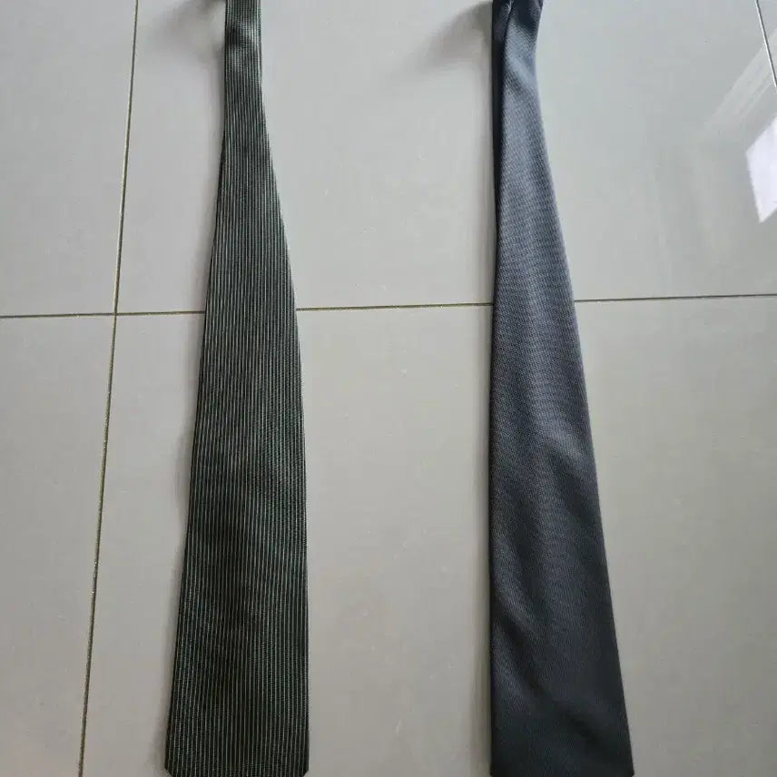 [BUNJANG] Necktie Set (Green/Gray) / 넥타이 2개 세트 (그린/그레이)