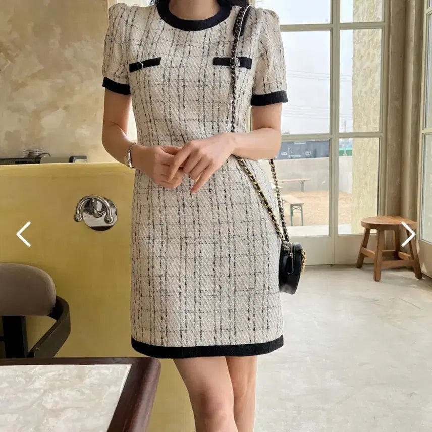 [BUNJANG] Tweed Short Sleeve Dress / 택 있는 새제품) 트위드 반팔 원피스_S