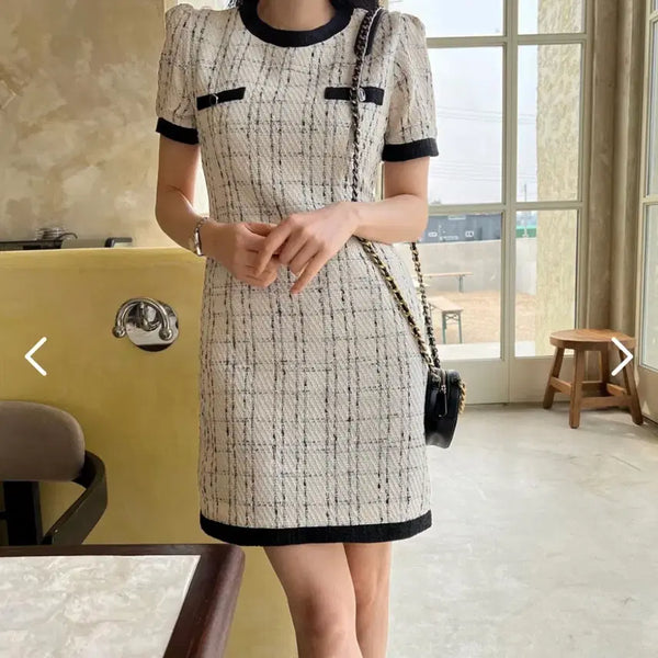 [BUNJANG] Tweed Short Sleeve Dress / 택 있는 새제품) 트위드 반팔 원피스_S