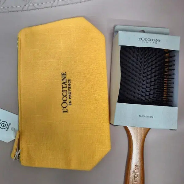 [BUNJANG] L'Occitane Paddle Brush Yellow Pouch Set / 록시땅 패들 브러쉬 . 노랑 파우치