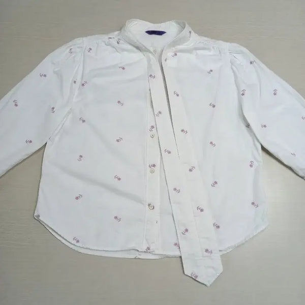 [BUNJANG] ANNA SUI Purple Rose Long Sleeve Shirt White XL / XL105 ANNA SUI 퍼플로즈 긴팔셔츠 화이트 XL-485
