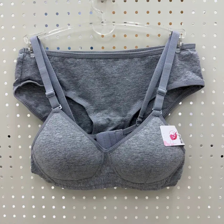 [BUNJANG] Cotton Bra and Panty Set - Grey / [새상품] 코튼 면 브라 팬티 세트