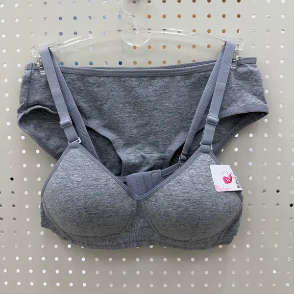 [BUNJANG] Cotton Bra and Panty Set - Grey / [새상품] 코튼 면 브라 팬티 세트