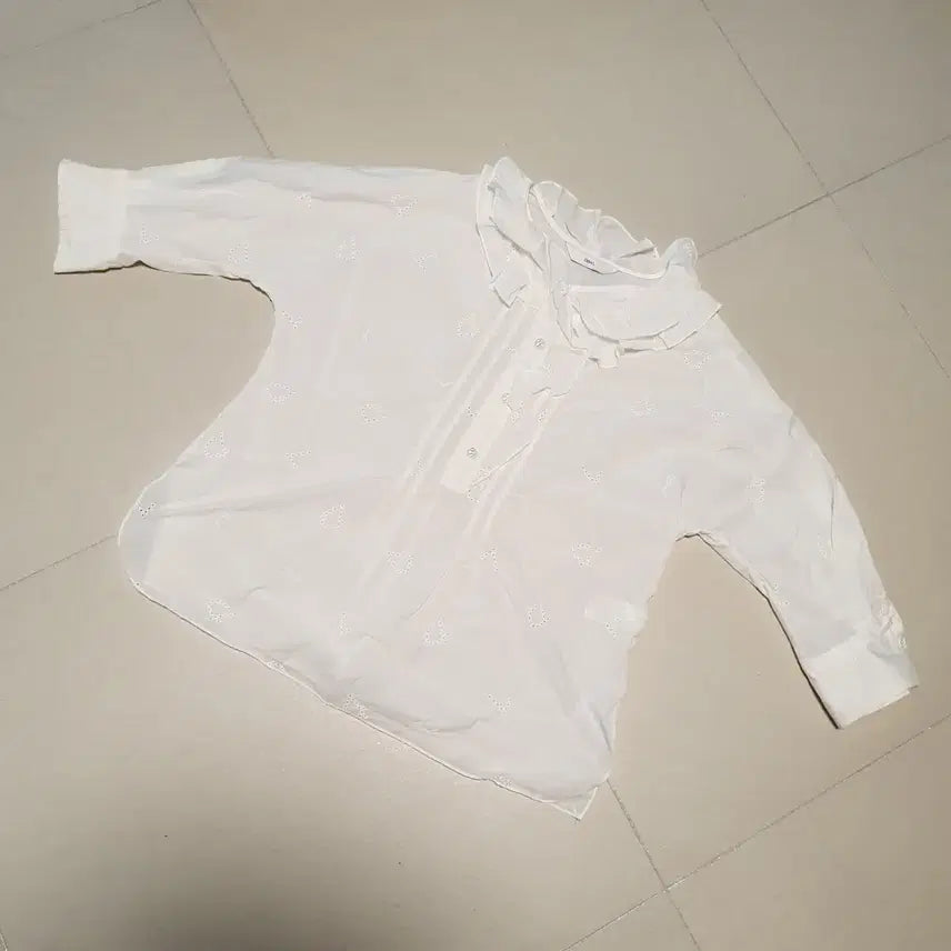 [BUNJANG] DEWL Frill Collar Embroidered Blouse / 듀엘 프릴 블라우스
