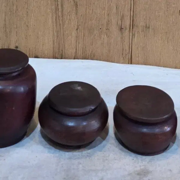 [BUNJANG] Antique Wooden Cosmetic Case Set (4 Pieces) / 100년넘은 화장기 화장합 분통 4점