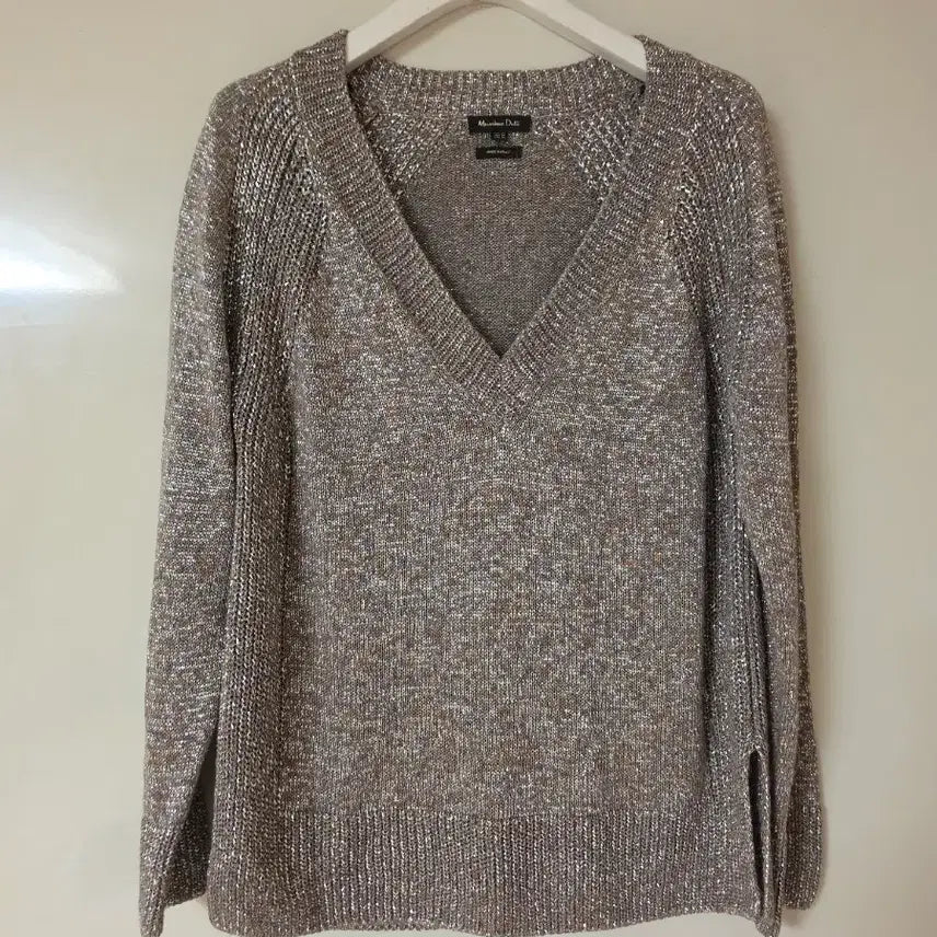 [BUNJANG] Massimo Dutti Metallic V-Neck Knit Sweater XS / Massimo Dutti 메탈릭 브이넥 니트 XS 명품