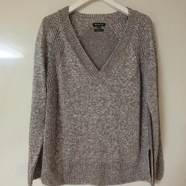 [BUNJANG] Massimo Dutti Metallic V-Neck Knit Sweater XS / Massimo Dutti 메탈릭 브이넥 니트 XS 명품