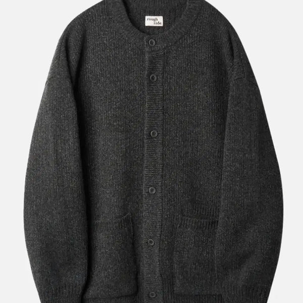 [BUNJANG] Roughside Crewneck Knit Cardigan Graphite (Size 3) / 러프사이드 크루넥 니트 가디건 그라파이트 3