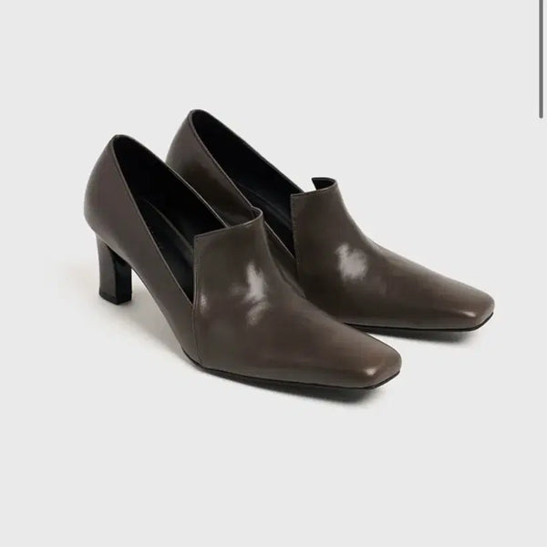 [BUNJANG] Pieton Square-toe Pumps Ash Brown / 36) 피에톤 스퉤어토 펌프스