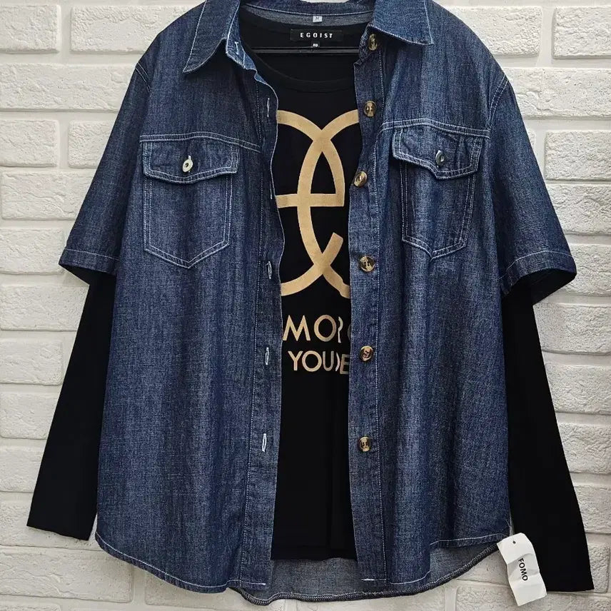 [BUNJANG] Unworn Short Sleeve Denim Shirt - Size M / A4945  반팔 데님 청셔츠 (택ㅇ미착용)