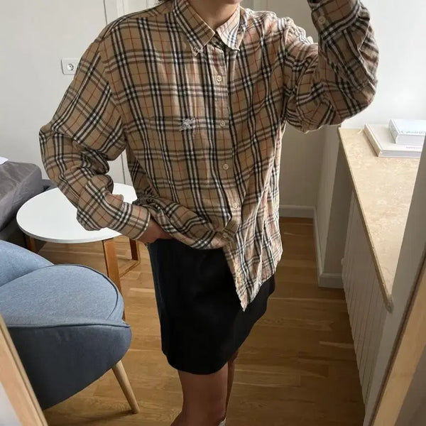 [BUNJANG] Burberry Nova Check Beige Shirt XL / 정품 버버리 노바체크 베이지 셔츠 (No.177)
