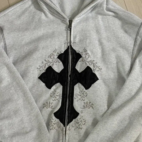 [BUNJANG] Arkham Cross Hoodie Gray Size 2 / 아캄 십자가 후드집업 그레이 (사이즈2)