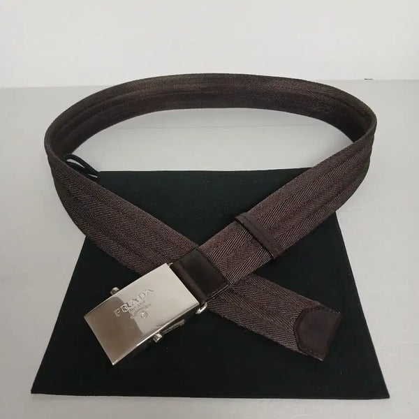 [BUNJANG] Prada Denim Belt Brown 80/32 / 프라다  데님  벨트 브라운  80/32 사이즈