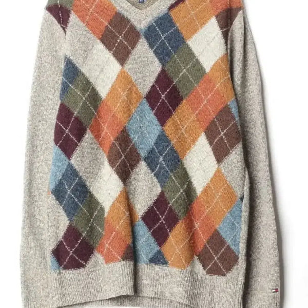 [BUNJANG] Tommy Hilfiger 100% Lambswool Argyle Pattern Knit M / (정품)타미힐피거 램스울100% 아가일패턴 니트 M