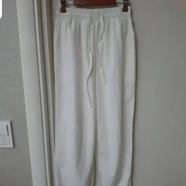 [BUNJANG] White Twill Jogger Pants - Free Size / 화이트 바스락조거 팬츠   프리