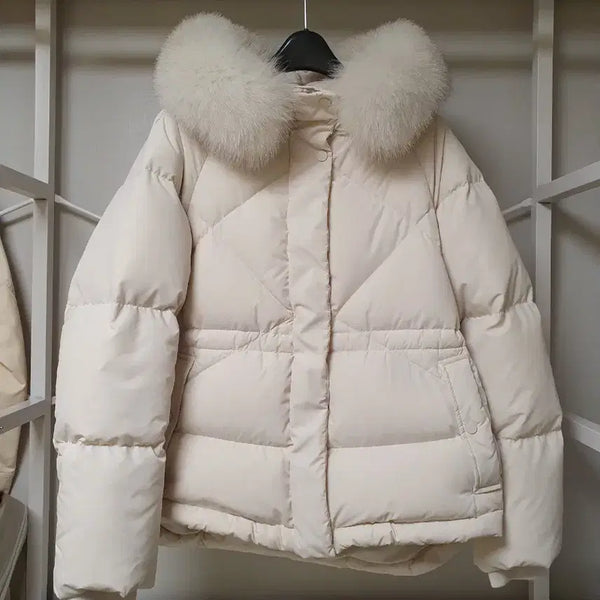 [BUNJANG] CC Collect Fox Fur Goose Down Padding (Ivory) / (드라이O) 씨씨콜렉트 폭스퍼 구스다운 패딩