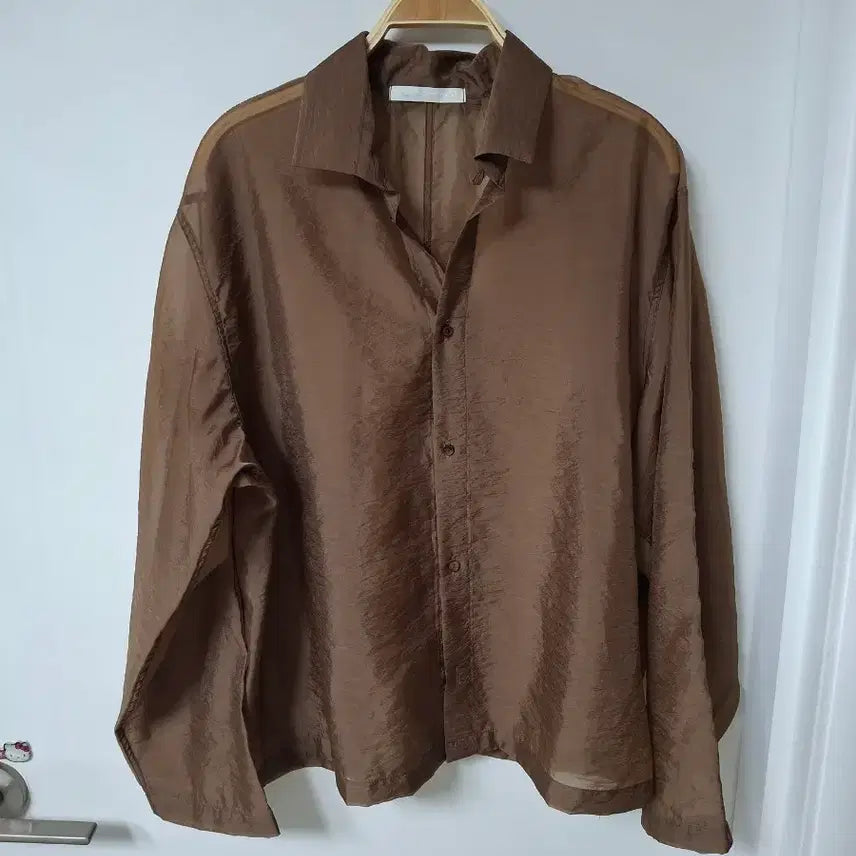 [BUNJANG] Brown Overfit See-through Shirt / 브라운 오버핏시스루 셔츠55~77